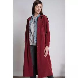 Плащ Черешня с капюшоном бордового цвета (40-46)