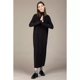 Платье-бадлон Черешня из модала черного цвета с разрезом (40-42)