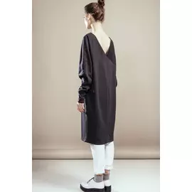 Платье Черешня "Basic" оверсайз с открытой спиной серого цвета (42-46)