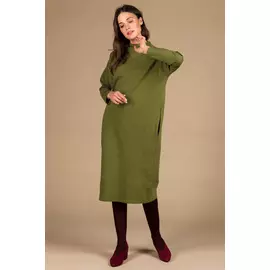 Платье Черешня Basic оверсайз зеленое с длинным рукавом (42-46)