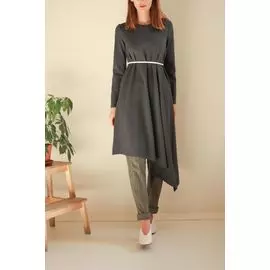 Платье Черешня "Basic" с асимметричным подолом темно-серое (38-42)