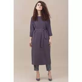 Платье Черешня «Flor» с цельнокроенным рукавом и поясом цвета тёмного какао (42-46)