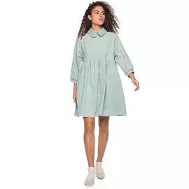 Платье Черешня из вельвета мятного цвета с воротничком (40-46)