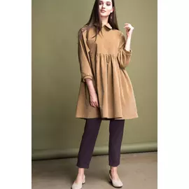 Платье Черешня из вельвета песочного цвета с воротничком (40-46)
