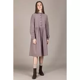 Платье Черешня из вельвета с воротничком на пуговицах серого цвета (40-46)