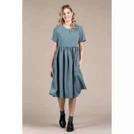 Платье Черешня "Йоко" бирюзового цвета из плотного тенсела с коротким рукавом (38-40)