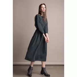 Платье Черешня с открытой спиной изумрудного цвета (42-44)