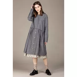 Платье Черешня с отрезной юбкой и рюшей серого цвета (38-42)