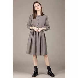 Платье Черешня "Студентка" темно-оливковое с воротником-стойкой (40-44)