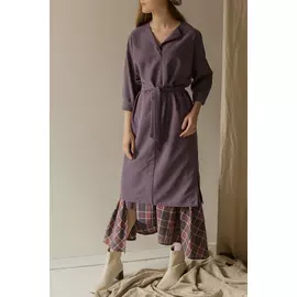 Платье ЧЕРЕШНЯ прямое с лацканами фиолетовое