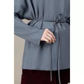 Поясок Черешня (0,5 см) из плотной кожи серый (One Size)