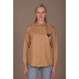 Рубашка ABOUT J с черным котом карамельного цвета (40-44)