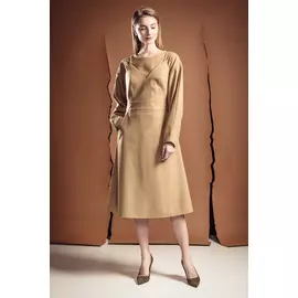 Сарафан Черешня из шерсти на бретелях песочного цвета (40-44)