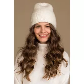 Шапка NIKHATS "Laveti" удлиненная двойная белая (One Size)