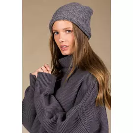 Шапка Nikhats "Ringe" серая удлиненная (One Size)