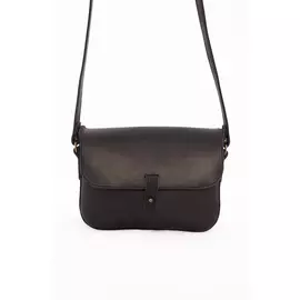 Сумка Черешня на кобурной кнопке из кожи с винтаж-эффектом черная (One Size)