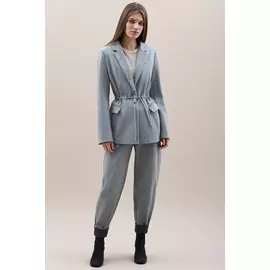 Жакет Черешня полушерстяной "Гусиная лапка" серый классический с кулиской (38-42)