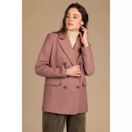 Жакет двубортный Черешня сухая роза из тонкой шерсти (44-46)