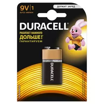 Батарейка Duracell 6lr61 (6lf22) bp1 9В 1шт. (крона) Тип: крона 6f22(9v) (Кол-во в уп. 1шт.)