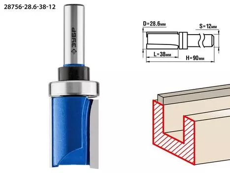 Фреза ЗУБР Ф28.6мм s12мм i38мм (28756-28.6-38-12)