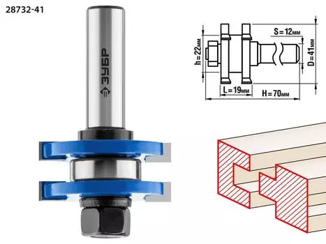 Фреза ЗУБР Ф41мм s12мм i19мм (28732-41)