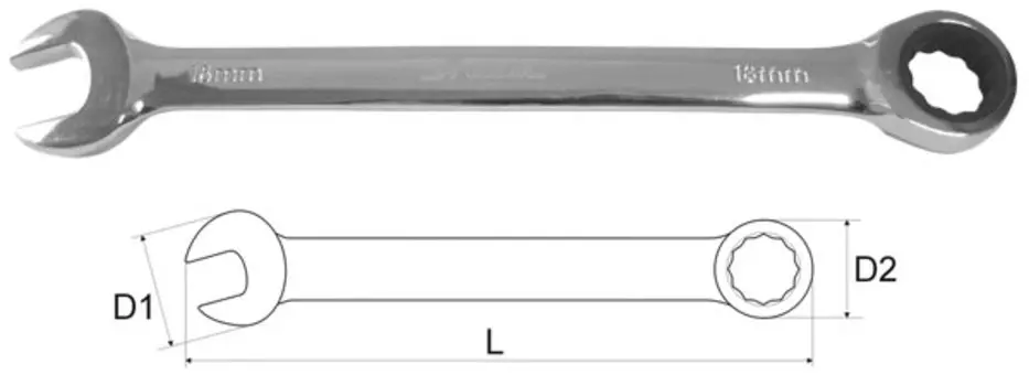 Ключ гаечный комбинированный 15х15 Aist 011615b