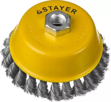 Кордщетка Stayer чаша 120мм для УШМ витая сталь (professional 35128-120)