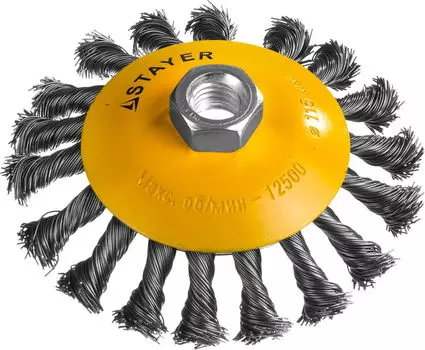 Кордщетка Stayer тарелка 115мм для УШМ витая сталь (professional 35135-115)