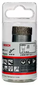 Коронка алмазная Bosch Ф25мм резьба под адаптер (dry speed 2.608.587.117)