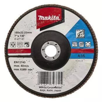 Круг Лепестковый Торцевой (КЛТ) Makita Makita d-27121 180 x 22, k36