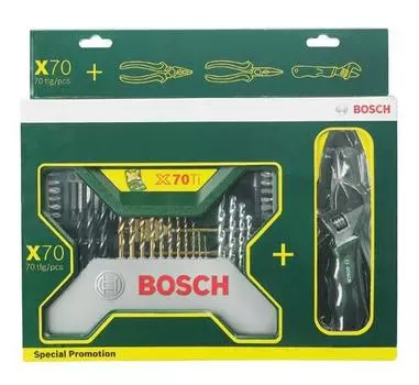 Набор бит и сверл Bosch X-line 70ti (2607017197) + набор плоскогубцев в подарок