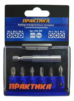 Набор бит ПРАКТИКА 036-490036-490 ph/pz - 6шт.+держатель