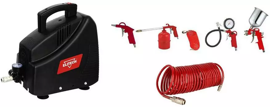 Набор Elitech Компрессор КПБ 160+3К +Шланг спиральный 0704.011500 +Набор пневмоинструмента 0704.011900
