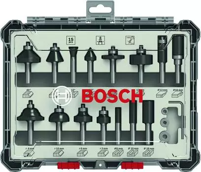 Набор фрез Bosch S8мм (15шт., 2 607 017 472)