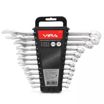 Набор комбинированных гаечных ключей в держателе, 12 шт. Vira 510112 (6 - 22 мм)