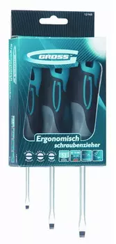 Набор отверток, 3 шт. Gross 3 шт, sl s2, трехкомпонентная ручкоятка