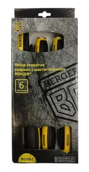 Набор отверток ударных с шестигранником 6 предметов Berger Bg1067