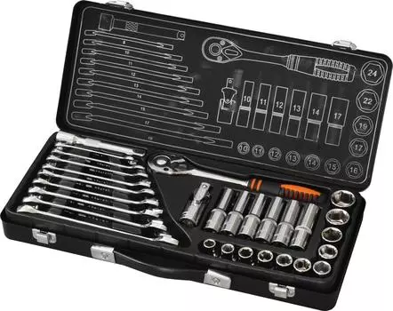 Набор торцевых головок с принадлежностями в пластиковом кейсе, 30 предметов КРАТОН Ts-01