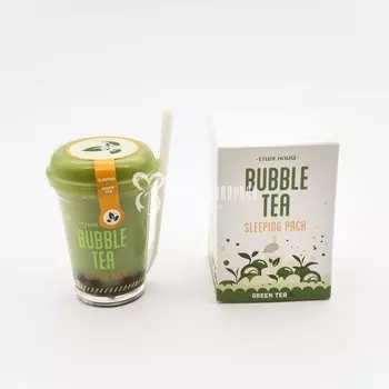 Ночная маска с пузырьками с экстрактом зеленого чая Etude House Bubble Tea Sleeping Pack GREEN TEA 100ml