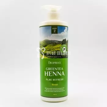 Обновляющий бальзам-ополаскиватель с хной и зеленым чаем для нормальных и склонных к жирности волос DEOPROCE GREEN TEA HENNA PURE REFRESH RINSE 1000ml
