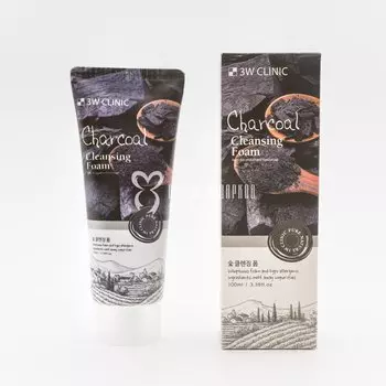 Пенка для умывания с экстрактом древесного угля 3W CLINIC CHARCOAL CLEANSING FOAM 100мл