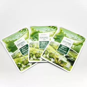 Тканевая маска для лица Алоэ и Зеленый чай DEOPROCE COLOR SYNERGY EFFECT SHEET MASK GREEN 20г