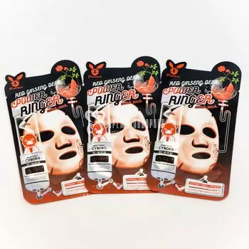Тканевая маска для лица с экстрактом женьшеня ELIZAVECCA RED GINSENG DEEP POWER RINGER MASK PACK 28гр