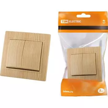 2-клавишный выключатель TDM ELECTRIC 10А ЭКО сосна Таймыр SQ1814-0202