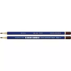 Заточенный акварельный карандаш Vista-Artista 728 Красно-коричневый темный, Red brown dark 611379