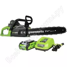 Аккумуляторная бесщеточная цепная пила greenworks gd40cs15k4 40v с акб 4 а*ч и зу 2005707ub