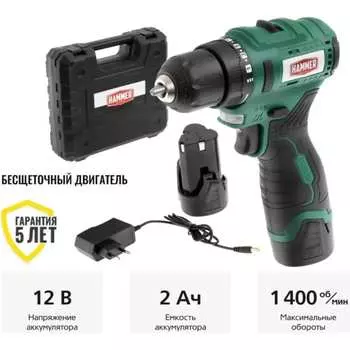 Аккумуляторная бесщеточная дрель Hammer ACD12BL 14281