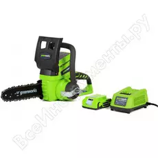 Аккумуляторная цепная пила greenworks g24cs25k2 24v 2000007va