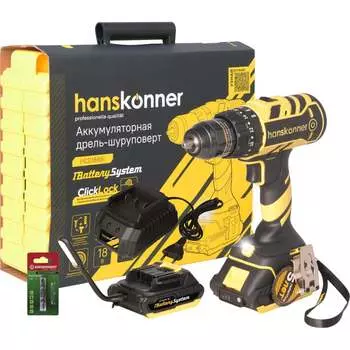 Аккумуляторный дрель-шуруповерт Hanskonner HCD1865I