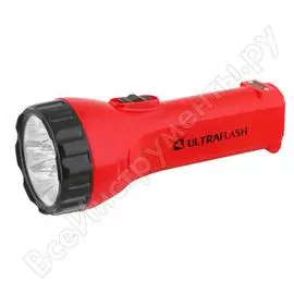Аккумуляторный фонарь 220в, красный, 7led+6 smd led, 2 режима, sla, пластик ultraflash led3855 12920
